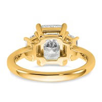 14K Yellow Gold 3.33 Carat Certified Lab Grown Diamond VS+ F+ Radiant and Trapezoid Complete Three Stone Engagement Ring view 5