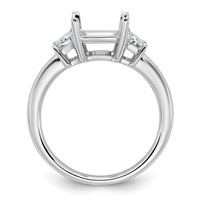 14K White Gold 0.75 Carat Lab Grown Diamond VS+ F+ Trapezoid 2.50 Carat Radiant Center Semi Mount Three Stone Engagement Ring view 2