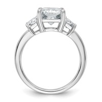 14K White Gold 4 Carat Certified Lab Grown Diamond VS+ F+ Radiant and Trapezoid Complete Three Stone Engagement Ring view 2