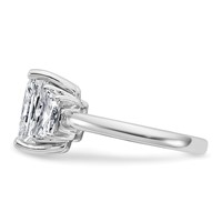 14K White Gold 4 Carat Certified Lab Grown Diamond VS+ F+ Radiant and Trapezoid Complete Three Stone Engagement Ring view 3