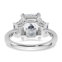 14K White Gold 4 Carat Certified Lab Grown Diamond VS+ F+ Radiant and Trapezoid Complete Three Stone Engagement Ring view 5