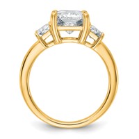 14K Yellow Gold 4 Carat Certified Lab Grown Diamond VS+ F+ Radiant and Trapezoid Complete Three Stone Engagement Ring view 2