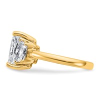 14K Yellow Gold 4 Carat Certified Lab Grown Diamond VS+ F+ Radiant and Trapezoid Complete Three Stone Engagement Ring view 3