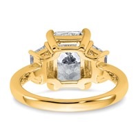 14K Yellow Gold 4 Carat Certified Lab Grown Diamond VS+ F+ Radiant and Trapezoid Complete Three Stone Engagement Ring view 5