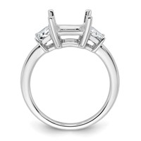 14K White Gold 1 Carat Lab Grown Diamond VS+ F+ Trapezoid 3 Carat Radiant Center Semi Mount Three Stone Engagement Ring view 2