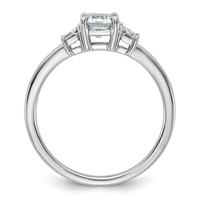 14K White Gold 0.38ct Lab Grown Dia VS+ F+ Semi Mount Emerald Center Ring view 2
