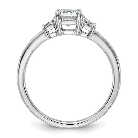 Gold Diamond Emerald and Trapezoid 3-Stone Bridal Rings