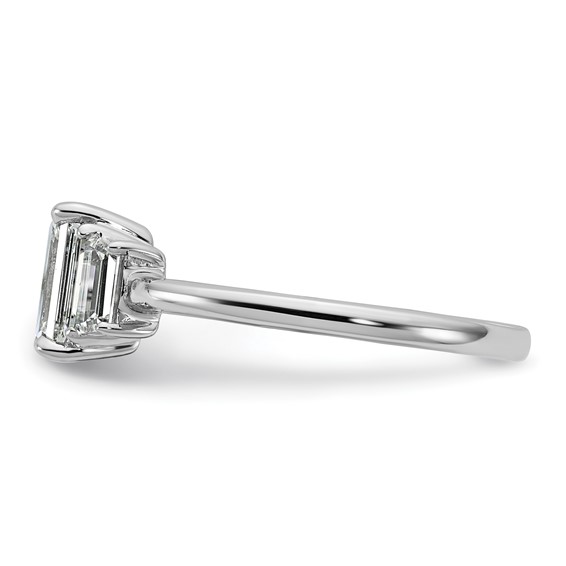 Gold Diamond Emerald and Trapezoid 3-Stone Bridal Rings