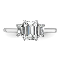 14K White Gold 0.38ct Lab Grown Dia VS+ F+ Semi Mount Emerald Center Ring view 4