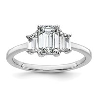 14K White Gold 0.38ct Lab Grown Dia VS+ F+ Semi Mount Emerald Center Ring view 1