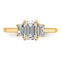 14K Yellow Gold 0.38ct Lab Grown Dia VS+ F+ Semi Mount Emerald Center Ring view 4
