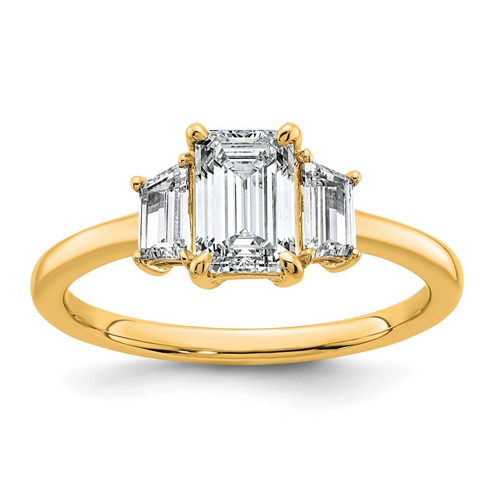 14K Yellow Gold 0.38ct Lab Grown Dia VS+ F+ Semi Mount Emerald Center Ring
