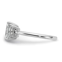 14K White Gold 2 Carat Certified Lab Grown Diamond VS+ F+ Complete Emerald and Trapezoid Engagement Ring view 3