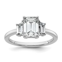 14K White Gold 2 Carat Certified Lab Grown Diamond VS+ F+ Complete Emerald and Trapezoid Engagement Ring view 1