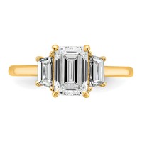 14K Yellow Gold 0.50ct Lab Grown Dia VS+ F+ Semi Mount Emerald Center Ring view 4