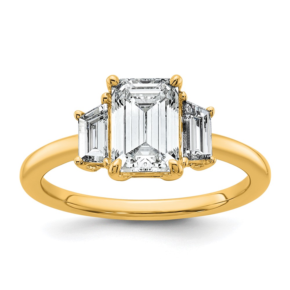 14K Yellow Gold 0.50ct Lab Grown Dia VS+ F+ Semi Mount Emerald Center Ring