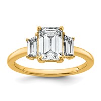 14K Yellow Gold 0.50ct Lab Grown Dia VS+ F+ Semi Mount Emerald Center Ring view 1