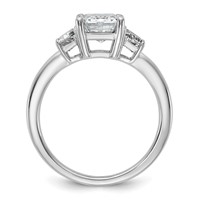 14K White Gold 0.75ct Lab Grown Dia VS+ F+ Semi Mount Emerald Center Ring view 2