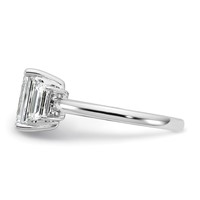 14K White Gold 0.75ct Lab Grown Dia VS+ F+ Semi Mount Emerald Center Ring view 3