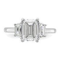 14K White Gold 0.75ct Lab Grown Dia VS+ F+ Semi Mount Emerald Center Ring view 4