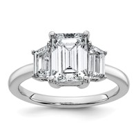 14K White Gold 0.75ct Lab Grown Dia VS+ F+ Semi Mount Emerald Center Ring view 1