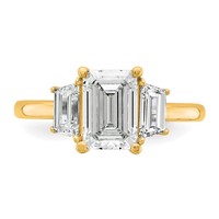 14K Yellow Gold 0.75ct Lab Grown Dia VS+ F+ Semi Mount Emerald Center Ring view 4
