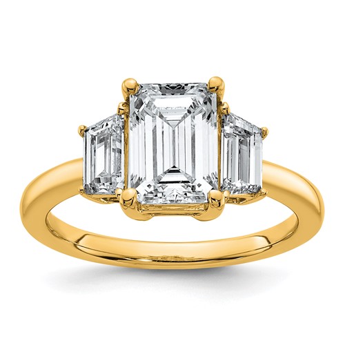 14K Yellow Gold 0.75ct Lab Grown Dia VS+ F+ Semi Mount Emerald Center Ring