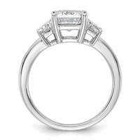 14K White Gold 3.33 Carat Lab Grown Diamond VS+ F+ Complete Emerald and Trapezoid Engagement Ring view 2