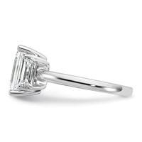 14K White Gold 3.33 Carat Lab Grown Diamond VS+ F+ Complete Emerald and Trapezoid Engagement Ring view 3