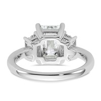 14K White Gold 3.33 Carat Lab Grown Diamond VS+ F+ Complete Emerald and Trapezoid Engagement Ring view 5