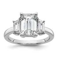 14K White Gold 3.33 Carat Lab Grown Diamond VS+ F+ Complete Emerald and Trapezoid Engagement Ring view 1