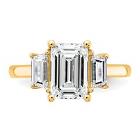14K Yellow Gold 0.75ct Lab Grown Dia VS+ F+ Semi Mount Emerald Center Ring view 4