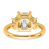 14K Yellow Gold 0.75ct Lab Grown Dia VS+ F+ Semi Mount Emerald Center Ring view 5