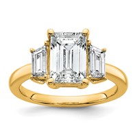14K Yellow Gold 0.75ct Lab Grown Dia VS+ F+ Semi Mount Emerald Center Ring view 1
