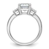14K White Gold 4 Carat Certified Lab Grown Diamond VS+ F+ Complete Emerald and Trapezoid Engagement Ring view 2