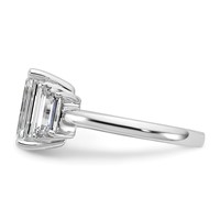 14K White Gold 4 Carat Certified Lab Grown Diamond VS+ F+ Complete Emerald and Trapezoid Engagement Ring view 3