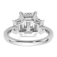 14K White Gold 4 Carat Certified Lab Grown Diamond VS+ F+ Complete Emerald and Trapezoid Engagement Ring view 5