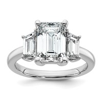 14K White Gold 4 Carat Certified Lab Grown Diamond VS+ F+ Complete Emerald and Trapezoid Engagement Ring view 1