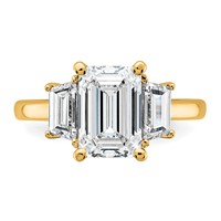 14K Yellow Gold 1ct Lab Grown Dia VS+ F+ Semi Mount Emerald Center Ring view 4