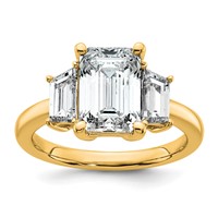 14K Yellow Gold 1ct Lab Grown Dia VS+ F+ Semi Mount Emerald Center Ring view 1