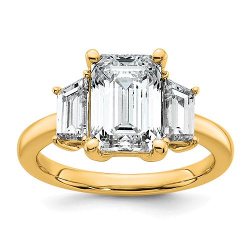 14K Yellow Gold 1ct Lab Grown Dia VS+ F+ Semi Mount Emerald Center Ring