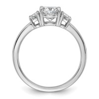 14K White Gold 1.38 Carat Certified Lab Grown Diamond VS+ F+ Cushion and Half Moon Complete Three Stone Engagement Ring view 2