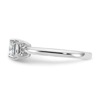 14K White Gold 1.38 Carat Certified Lab Grown Diamond VS+ F+ Cushion and Half Moon Complete Three Stone Engagement Ring view 3