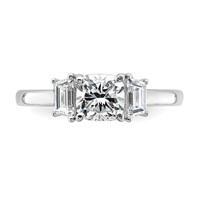 14K White Gold 1.38 Carat Certified Lab Grown Diamond VS+ F+ Cushion and Half Moon Complete Three Stone Engagement Ring view 4