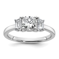 14K White Gold 1.38 Carat Certified Lab Grown Diamond VS+ F+ Cushion and Half Moon Complete Three Stone Engagement Ring view 1