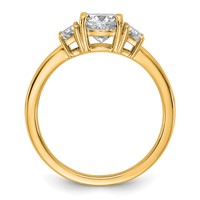 14K Yellow Gold 1.38 Carat Certified Lab Grown Diamond VS+ F+ Cushion and Half Moon Complete Three Stone Engagement Ring view 2