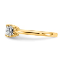 14K Yellow Gold 1.38 Carat Certified Lab Grown Diamond VS+ F+ Cushion and Half Moon Complete Three Stone Engagement Ring view 3