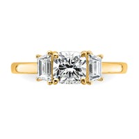 14K Yellow Gold 1.38 Carat Certified Lab Grown Diamond VS+ F+ Cushion and Half Moon Complete Three Stone Engagement Ring view 4