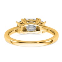 14K Yellow Gold 1.38 Carat Certified Lab Grown Diamond VS+ F+ Cushion and Half Moon Complete Three Stone Engagement Ring view 5