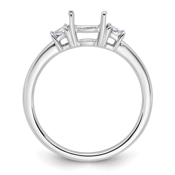 Gold Diamond Cushion and Trapezoid 3-Stone Bridal Rings